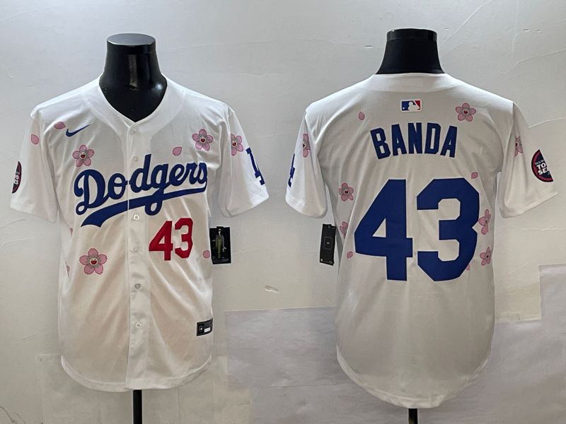 Men Los Angeles Dodgers #43 Banda White Sakura Edition 2025 Nike MLB Jersey style 2->los angeles dodgers->MLB Jersey
